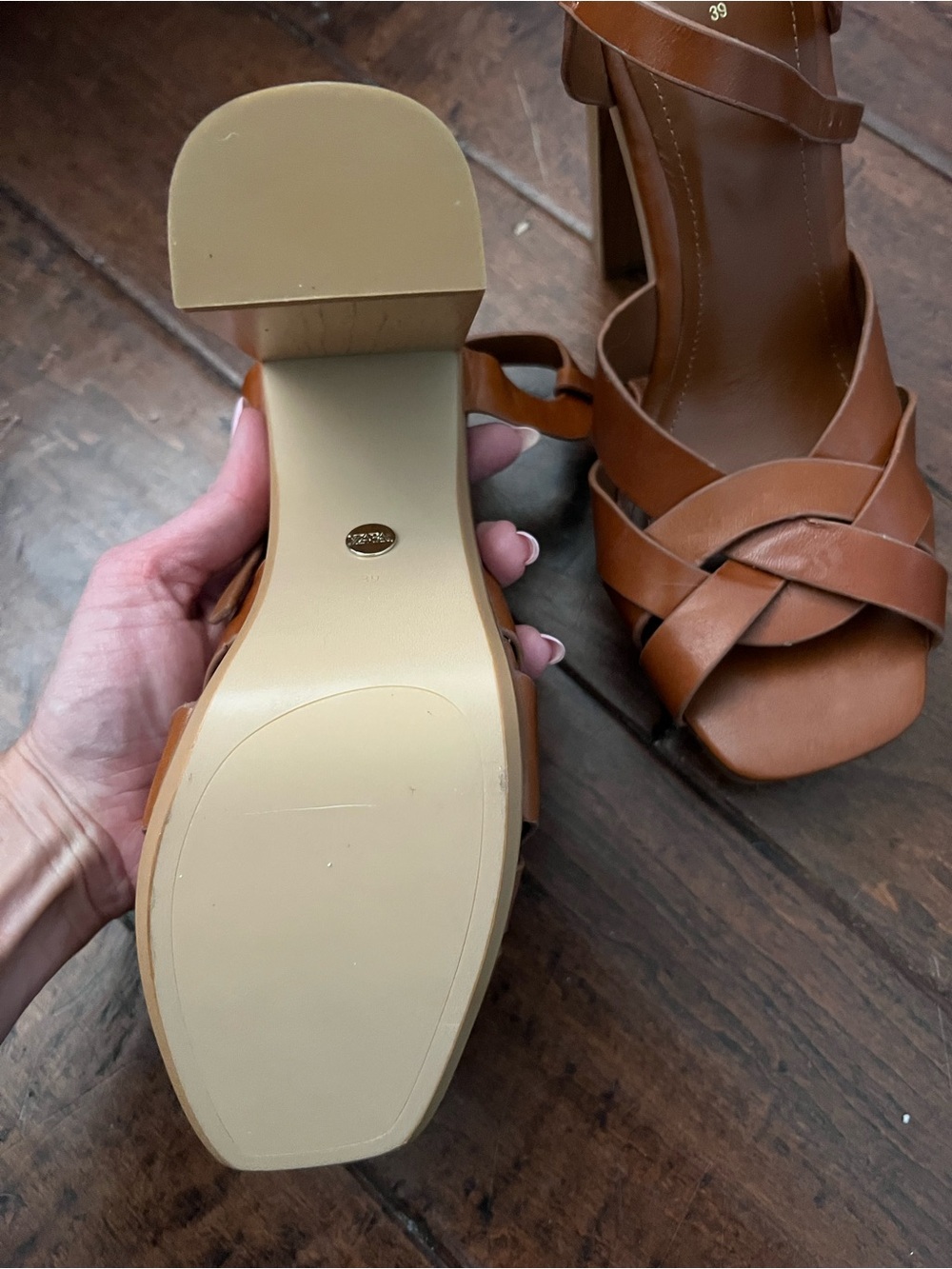 Zara Brown Strappy Block Heel Sandals Women’s EU 39 US 8.5 - Picture 4 of 4